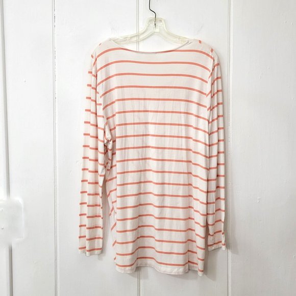 Chico's Peach and White Chevron Stripe Jersey Tunic - Picture 2 of 6